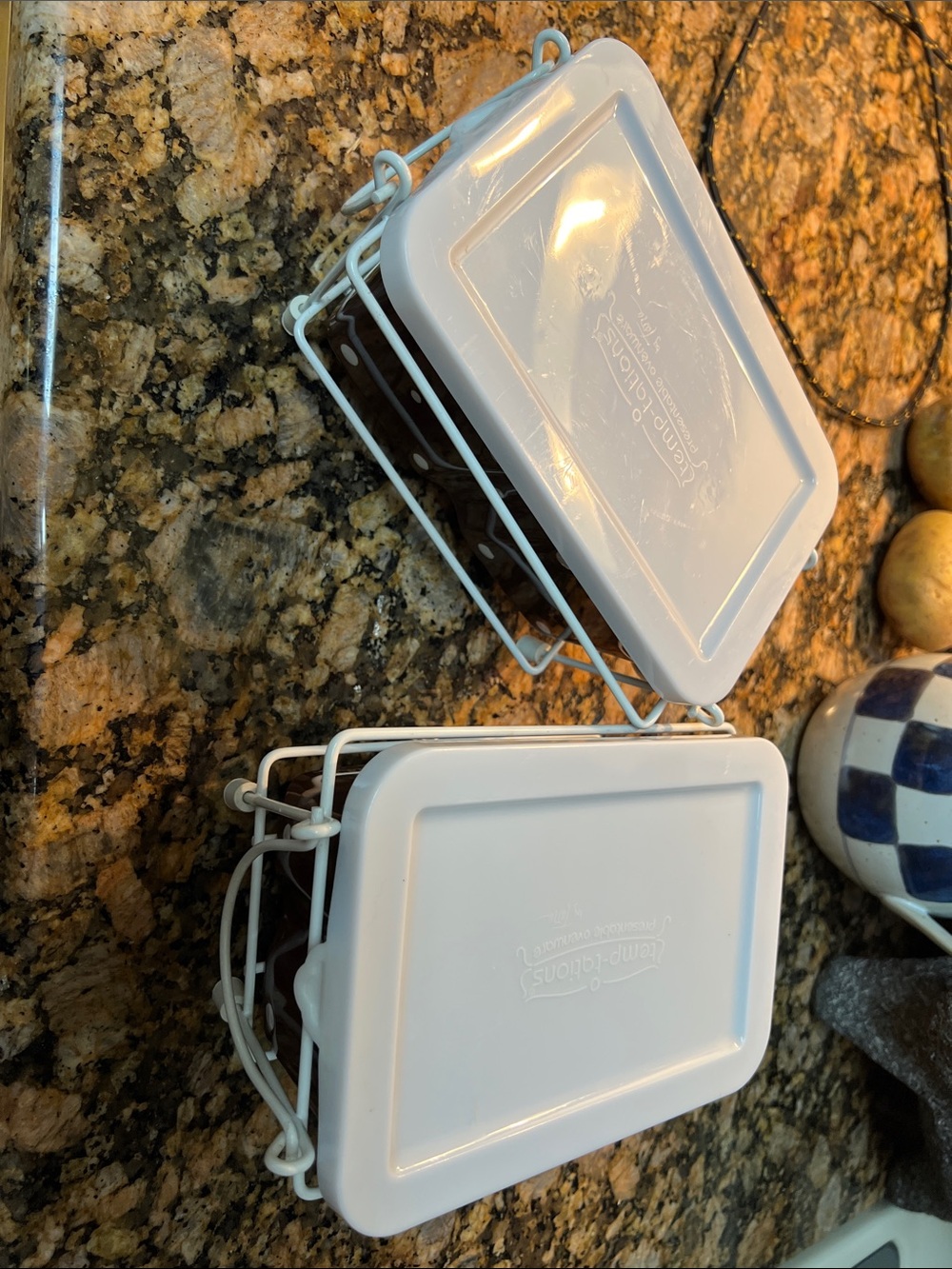Temp-Tations White Ceramic Butter Crocks with White Wire Racks - Set of 2